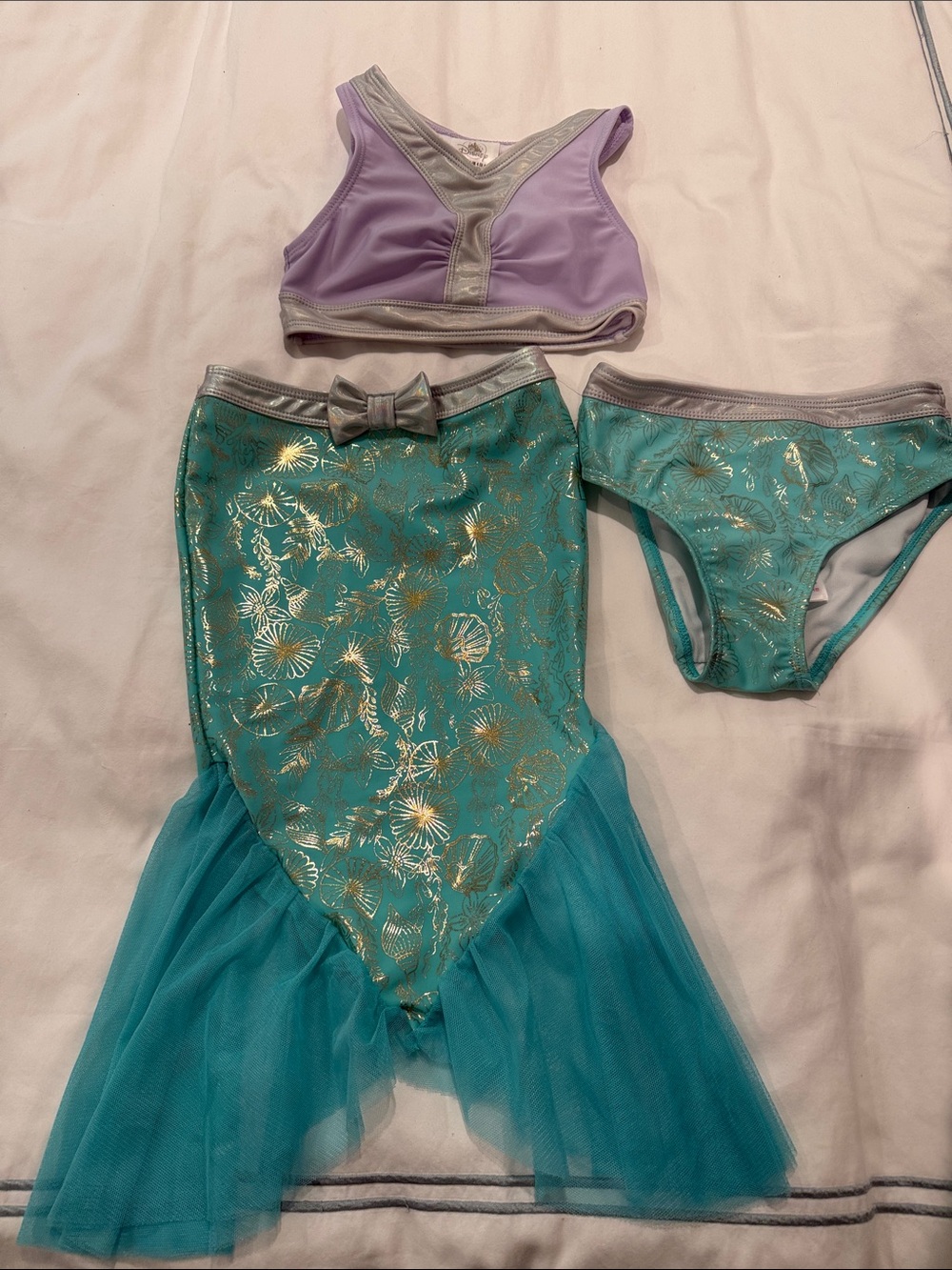 Disney Ariel Lavender swimsuit with tail cover up.